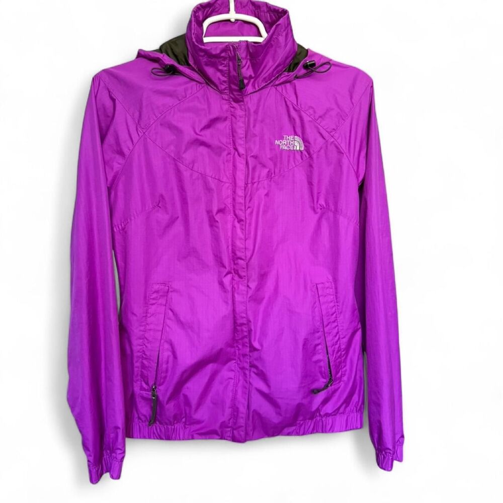 The North Face Womens XS Purple Hooded Windbreaker Rain Jacket Full Zip Coat
